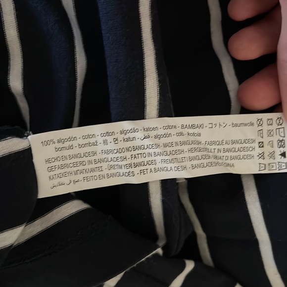 Zara Striped Summer Tshirt Blue and White size M - Picture 6 of 6